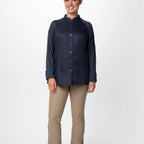 Thumbnail image #1 for Chef Works CBS01W-GRY-L Women's Grey Chef Coat, Raglan Long Sleeve, Snap Front, Thermometer Pocket, Size L