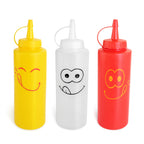 Thumbnail image #1 for New Star Foodservice Inc. 28560 12 oz Plastic Smile Face Squeeze Bottles, Set of 3 Case of 12
