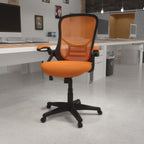 Thumbnail image #2 for Flash Furniture HL-0016-1-BK-OR-GG High-Back Swivel Office Chair, Adjustable Height, Mesh Back, Padded Seat, Padded Arms, Casters