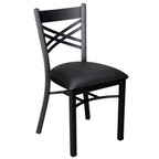 Thumbnail image #1 for JustChair Manufacturing M21318-BLK-PS Stackable X-Back Side Chair with Upholstered Seat and Textured Black Steel Frame