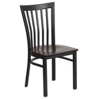 Thumbnail image #1 for Flash Furniture Hercules XU-DG6Q4BSCH-WALW-GG Restaurant Chair, Metal Schoolhouse Back, Walnut-Finish Plywood Seat, Black Powder-Coated Steel Frame