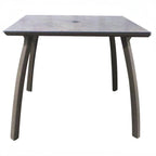 Thumbnail image #1 for Grosfillex Sunset S6602288 Square Outdoor Restaurant Table, 36" x 36" x 29"H, High-Pressure Laminate Top, Umbrella Hole, Aluminum Base