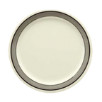 Thumbnail image #1 for G.E.T. Diamond Cambridge NP-9-CA 9" Round Melamine Plate, Narrow Rim, White with Gray Rim Case of 2 Dozen