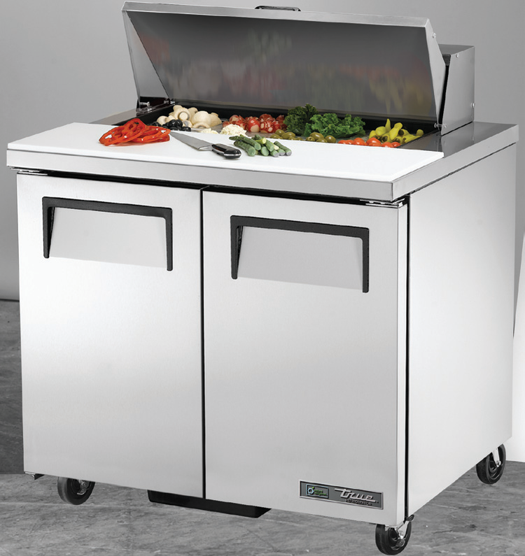 Product image #5 for 36 3/8-Inch Two-Door Sandwich/Salad Prep Table with 8 Sixth-Size Pans