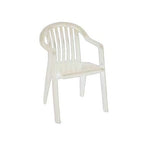 Thumbnail image #1 for Grosfillex Miami US282304 Outdoor White Resin Stacking Armchair with Lowback Slat Back Case of 16