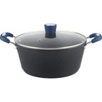 Thumbnail image #1 for Kadra Kitchenware Millvado MR-07-B 7 qt. Nonstick Sauce Pot with Glass Lid and Blue Soft-Grip Handle