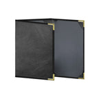 Thumbnail image #1 for Risch Seville SEVDX-3V 5.5X8.5 Hardback Faux-Leather Triple-Fold 3-View Menu Cover, 5-1/2" x 8-1/2" Case of 25