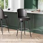Thumbnail image #2 for Flash Furniture XU-F-125-DKBRN-GG Dark Brown Upholstered Swivel Bar Stool with Mid-Back and Chrome Foot Ring