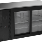 Thumbnail image #1 for Victory Refrigeration VBBN58HC-GS-B Two-Section Back Bar Refrigerator, 58"W x 25-1/4"D x 34"H, 2 Sliding Glass Doors, Black, Stainless Steel Top