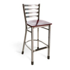 Thumbnail image #1 for JustChair Manufacturing Industrial Collection M20130-CC-VS Ladder-Back Bar Stool with Veneer Seat and Clear-Coat Steel Frame
