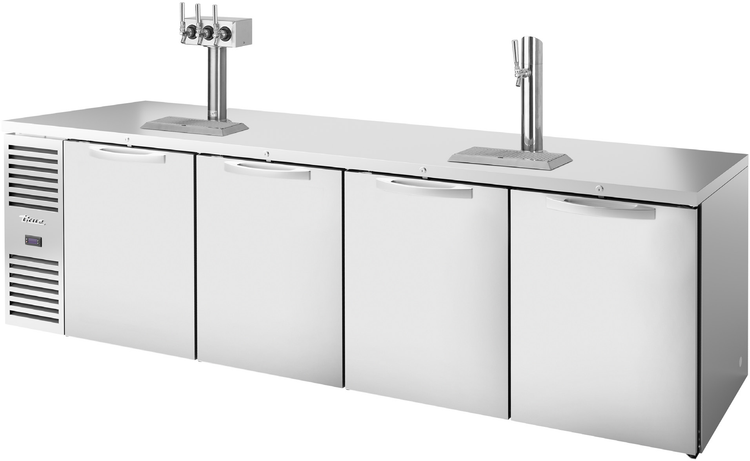 Product image #5 for True 4-Section Refrigerated Draft Bar Cooler with 2 Beer Columns, Stainless Steel, 108-Inch