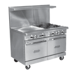 Thumbnail image #1 for Royal Range of California Royal Series RR-8 48-Inch Gas Restaurant Range with 8 Open Burners and 2 Space-Saver Ovens