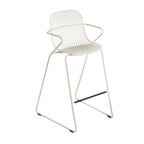 Thumbnail image #1 for Grosfillex US139710 Outdoor Resin Bar Stool with Arms, Lattice Back, Solid Seat, Steel Legs and Footrest Case of 2