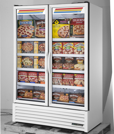 Product image #6 for True Full-Length Two-Section Glass Door Freezer Merchandiser, Self-Contained, Bottom-Mounted, Black, -10°F