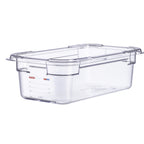Thumbnail image #1 for CFS Brands Araven 09840 GN 1/3 Polycarbonate Food Pan, 4" Deep, Clear, with Integrated Label Case of 6