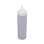 Thumbnail image #1 for CAC China SQBT-W-24C Clear Plastic Squeeze Bottle, 24 oz, Wide Mouth, White Cap, Single Open Tip Case of 8