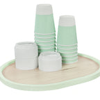 Thumbnail image #1 for Cal-Mil Blonde 22379-1316-107 Oval Wood Serving Tray, 13" x 16", Two-Tone Maple and Matcha Case of 6