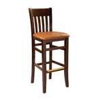Thumbnail image #1 for G & A Commercial Seating Napa 9805PS Armless Slat-Back Commercial Bar Stool with Upholstered Padded Seat, Footrest and Beechwood Frame