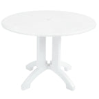 Thumbnail image #1 for Grosfillex Atlanta UT380004 Outdoor Round Table, 42" Diameter, White Resin Top and Pedestal Base, Umbrella Hole