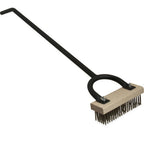 Thumbnail image #1 for AllPoints Foodservice Parts & Supplies 1331667 Grill Brush, 24 in, Medium Stainless Steel Bristles, Angled Wood Head, Horseshoe Handle