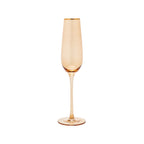 Thumbnail image #1 for Kadra Kitchenware Vikko Decor VD-P8-AM Amber Champagne Flute Glass, 8.5 oz, Gold Rim Case of 24