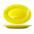 Thumbnail image #1 for International Tableware Cancun CA-51-Y Ceramic Oval Platter, 15-1/2" x 10-1/2", Rolled Edge, Yellow 1 Dozen