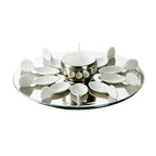 Thumbnail image #1 for CAC China Party Collection PTP-21-SL Tasting Spoon Set with Bowl and Round Tray, Porcelain, Silver/Super White Case of 4