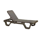 Thumbnail image #1 for Grosfillex Marina 99515137 Armless Adjustable Sling Chaise with Bronze Mist Resin Frame, Espresso Case of 14