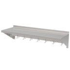 Thumbnail image #1 for ATSMFG MET MET-WSP-1548 ATS MFG Wall-Mounted Stainless Steel Shelf with Pot Rack, 48"W x 15"D, 18 Gauge, 8 Hooks