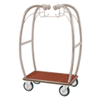 Thumbnail image #1 for AARCO Products BEL-101C Hotel Bellman Luggage Cart with Hang Bar, Red Carpet Bed, Chrome Frame, 6" Casters