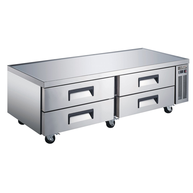 Product image #2 for Black Diamond 72-1/2 Inch Refrigerated Chef Base, 4-Drawer, Stainless Steel, Side-Mounted Self-Contained Refrigeration