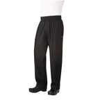Thumbnail image #1 for Chef Works Essential NBBZ-BLK-S Baggy Chef Pants, Black Poly/Cotton, Small
