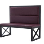 Thumbnail image #1 for ATSMFG ATS AT&S-AMS-42-RED MFG Single Dining Booth, 47-1/2"L, Red Vinyl Upholstered Back & Seat, Open Base, Black Powder-Coat Metal Frame