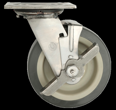 Product image #4 for Metro Super Erecta 5-Inch Swivel Stainless Steel Cart-Washable Plate Caster with Polyurethane Tread, 300 Lb. Capacity