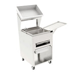 Thumbnail image #1 for Giles Enterprises BBT-O Floor-Model Breading & Batter Table, 24" W, Canted Overshelf, Dunking Basket, Casters