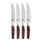 Thumbnail image #2 for Zwilling J.A. Henckels Miyabi 1001985 4-Piece Steak Knife Set, Full-Tang SG2 Powdered Stainless Steel, Hammered Blades, Cocobolo Pakkawood Handles