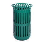 Thumbnail image #1 for Flash Furniture UF-OTB-01-GRN-GG 37-Gallon Green Slatted Steel Outdoor Trash Can with Open Top