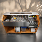 Thumbnail image #1 for Krowne OBMB-66-MC 70" Mobile Bar with Solid White Oak Exterior, Stainless Steel Interior, and Margarita Collection Kit Inserts