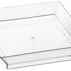 Thumbnail image #1 for JB Prince Comatec RB118 Disposable Square Plastic Plate, Clear, 3.9" x 3.9"