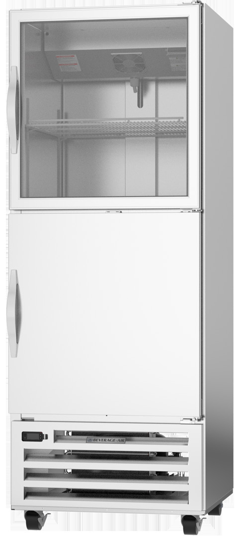 Product image #5 for Beverage-Air RI18HC-HGS One-Section Reach-In Refrigerator with Glass/Solid Half Doors, 16.85 Cu. Ft., Bottom-Mounted Self-Contained Refrigeration