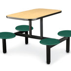 Thumbnail image #1 for JustChair Manufacturing CLUS-IS-4S-BS Rectangular Island Cluster Table, 24 x 42 in, 4 Button-Style Swivel Seats, Black Laminated Top