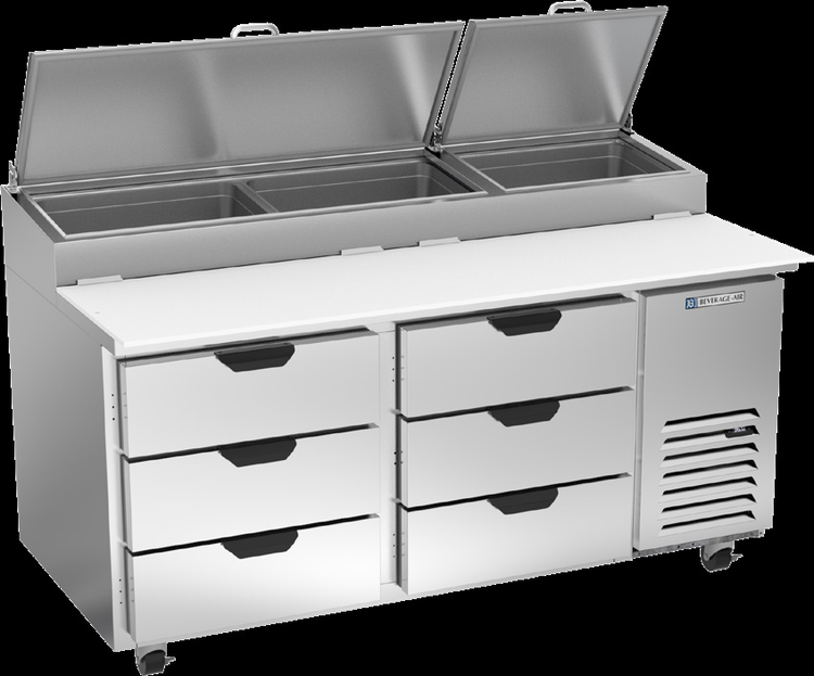 Product image #5 for Beverage-Air DPD67HC-6 67-Inch Two-Section Deli/Pizza Prep Table with Six Drawers