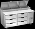 Thumbnail image #5 for Beverage-Air DPD67HC-6 67-Inch Two-Section Deli/Pizza Prep Table with Six Drawers
