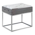 Thumbnail image #1 for Cal-Mil Ashwood 3822-13-83 Display Riser, 15"W x 11"D x 13-1/4"H, Rectangular, Faux Marble Melamine Top, Oak Wood, Stainless Steel Base, Gray Wash