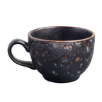 Thumbnail image #1 for Vertex China London Moonstone LMS-1 8 oz Porcelain Coffee Cup with Handle, Matte Black/Sky Blue Reactive Glaze Case of 3 Dozen