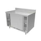 Thumbnail image #1 for ATSMFG MET MET-CTD-3048 ATS MFG Enclosed Stainless Steel Work Table with Sliding Doors, 48"W x 30"D x 35"H, 16-Gauge 304 Top, 5" Backsplash