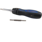 Thumbnail image #1 for AllPoints Foodservice Parts & Supplies 1421559 6-in-1 Ratcheting Screwdriver with Forward/Reverse Collar, Flat & Phillips Bits