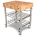 Thumbnail image #5 for John Boos Cucina D'Amico Maple End Grain Butcher Block Wine Cart with Stainless Steel Base