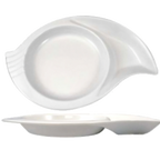Thumbnail image #1 for International Tableware SN-8-EW Porcelain Snail Plate, 8-1/2-Inch Round, 2-Compartment, Bright White Case of 4 Dozen