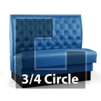 Thumbnail image #1 for JustChair Manufacturing JBSB-SBT-TQ-42-GR3 Three-Corner Three-Quarter Circle Banquette Booth, Upholstered Tufted Back and Seat, 42"H